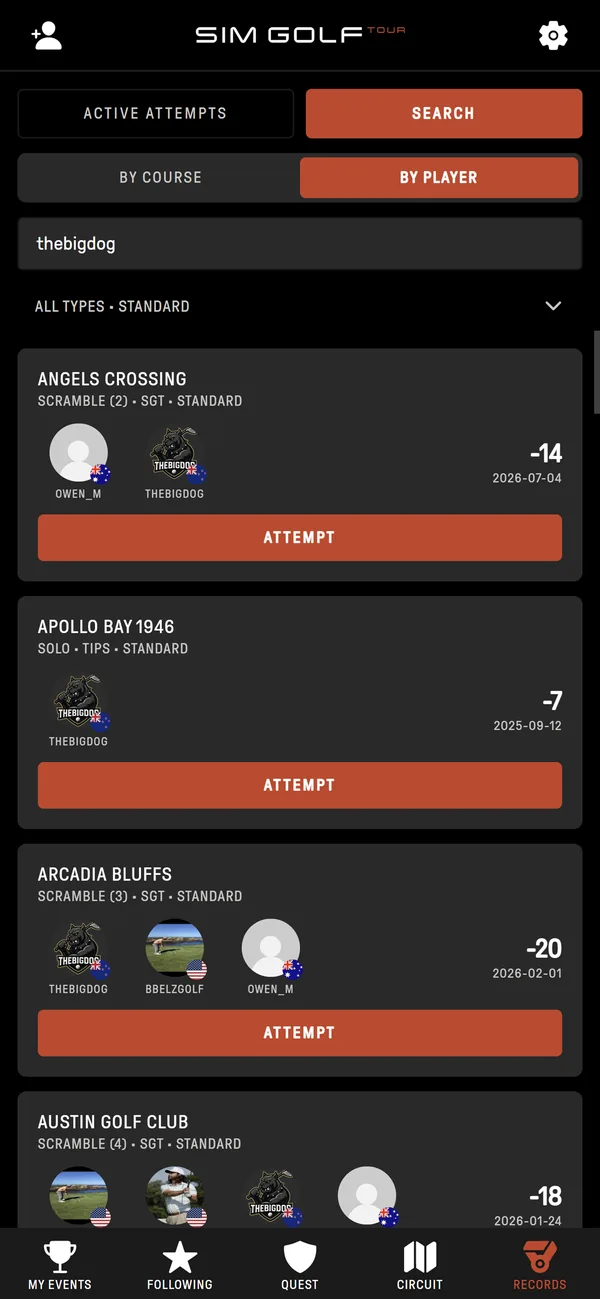Course Records in the SGT app