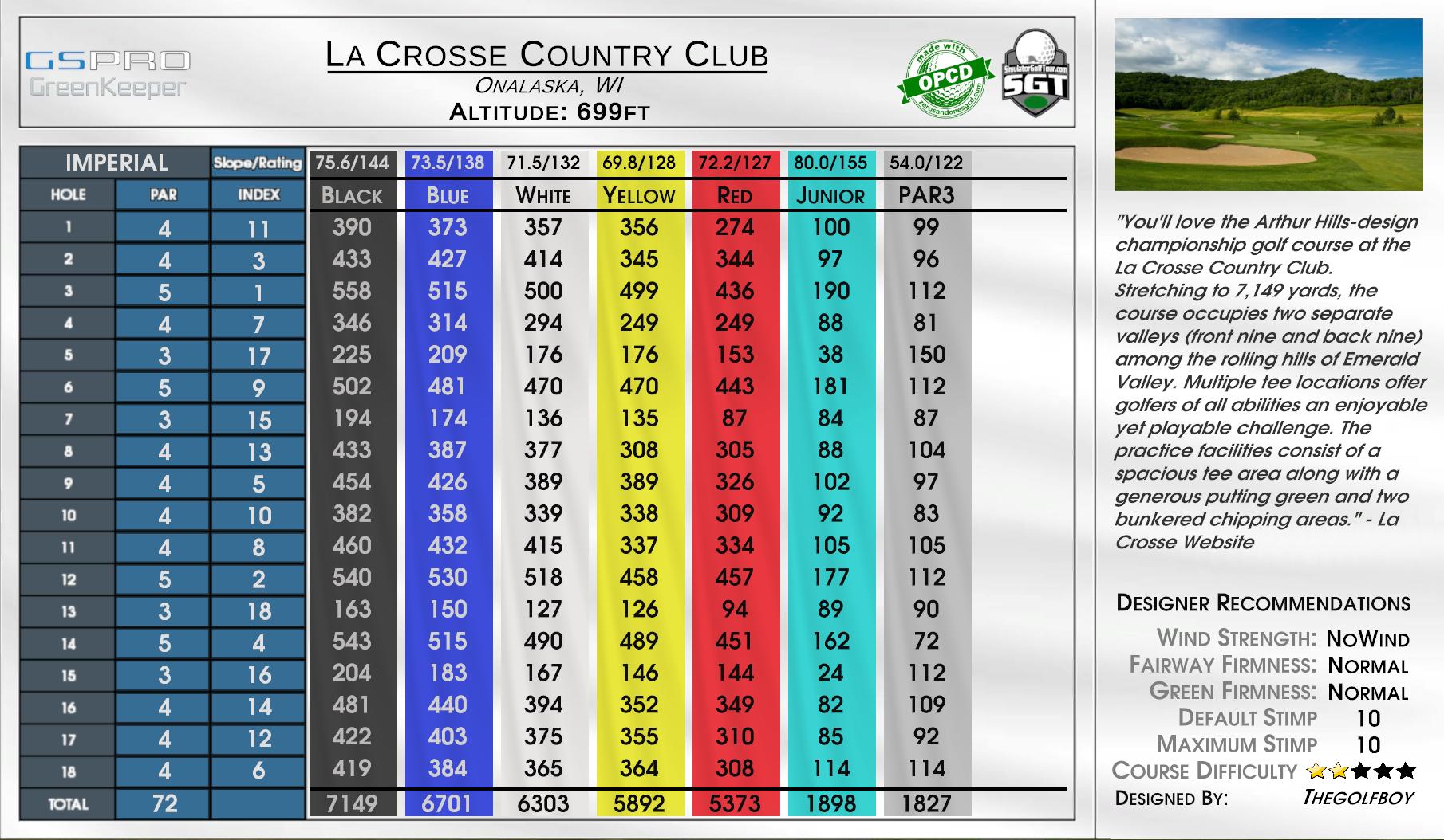 Beta -JC Melrose Country Club scorecard