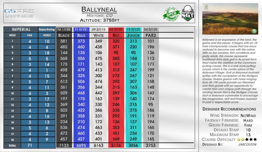 The Mulligan at Ballyneal scorecard