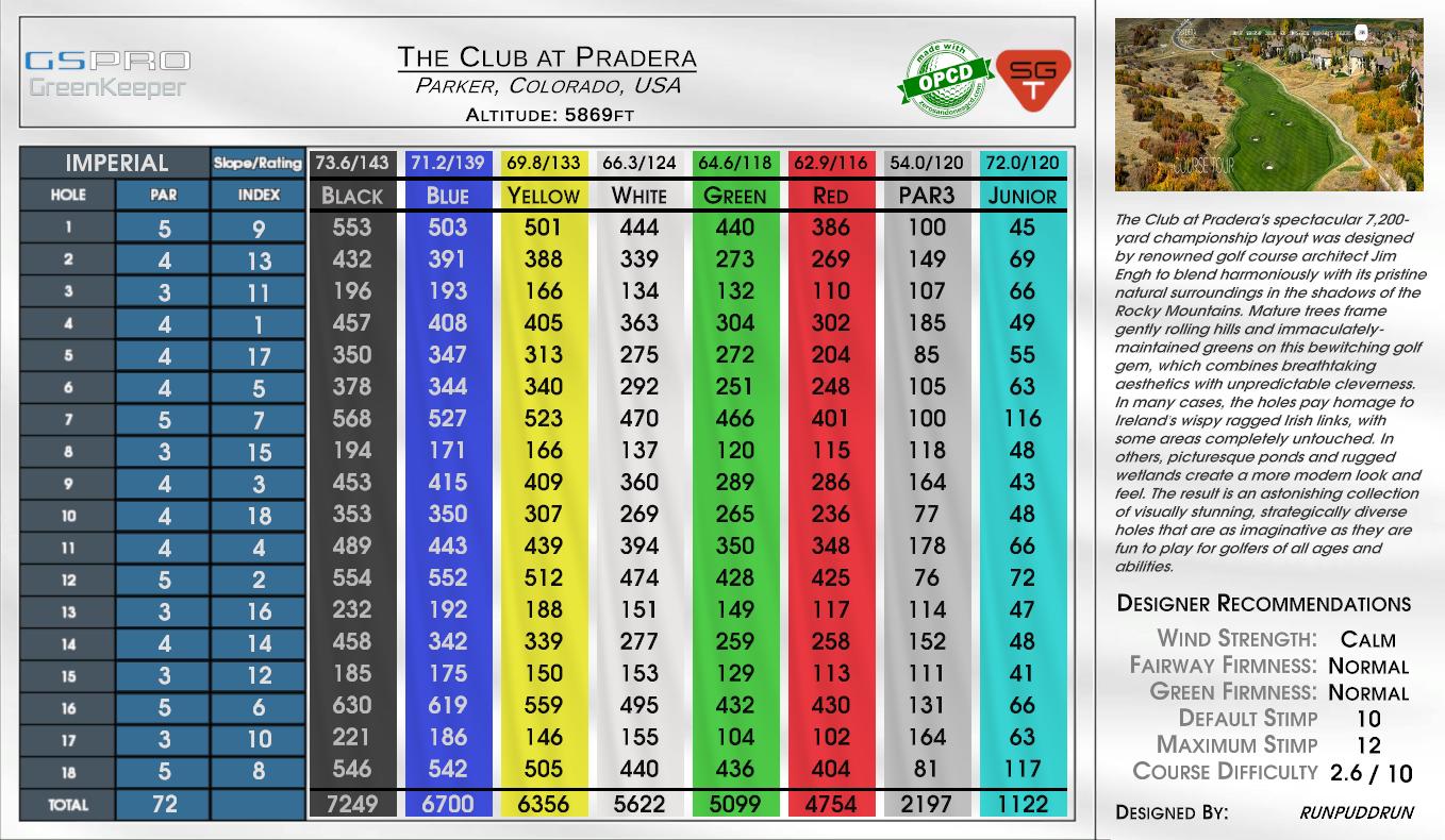The Club at Pradera scorecard