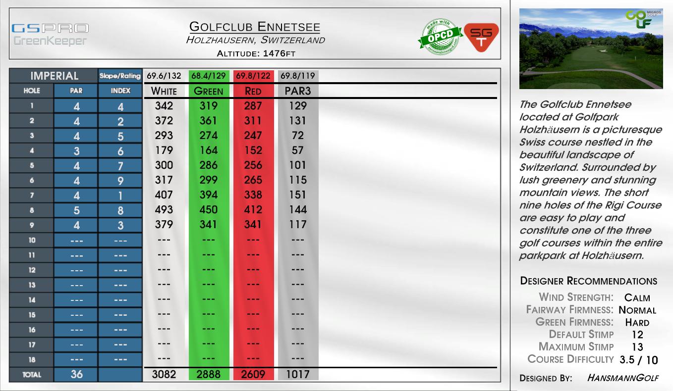Golfclub Ennetsee scorecard