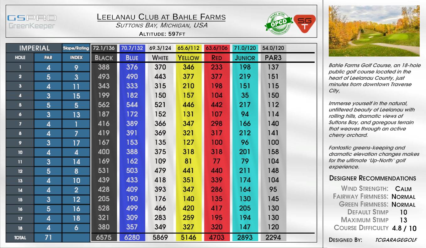 Leelanau Club at Bahle Farms scorecard