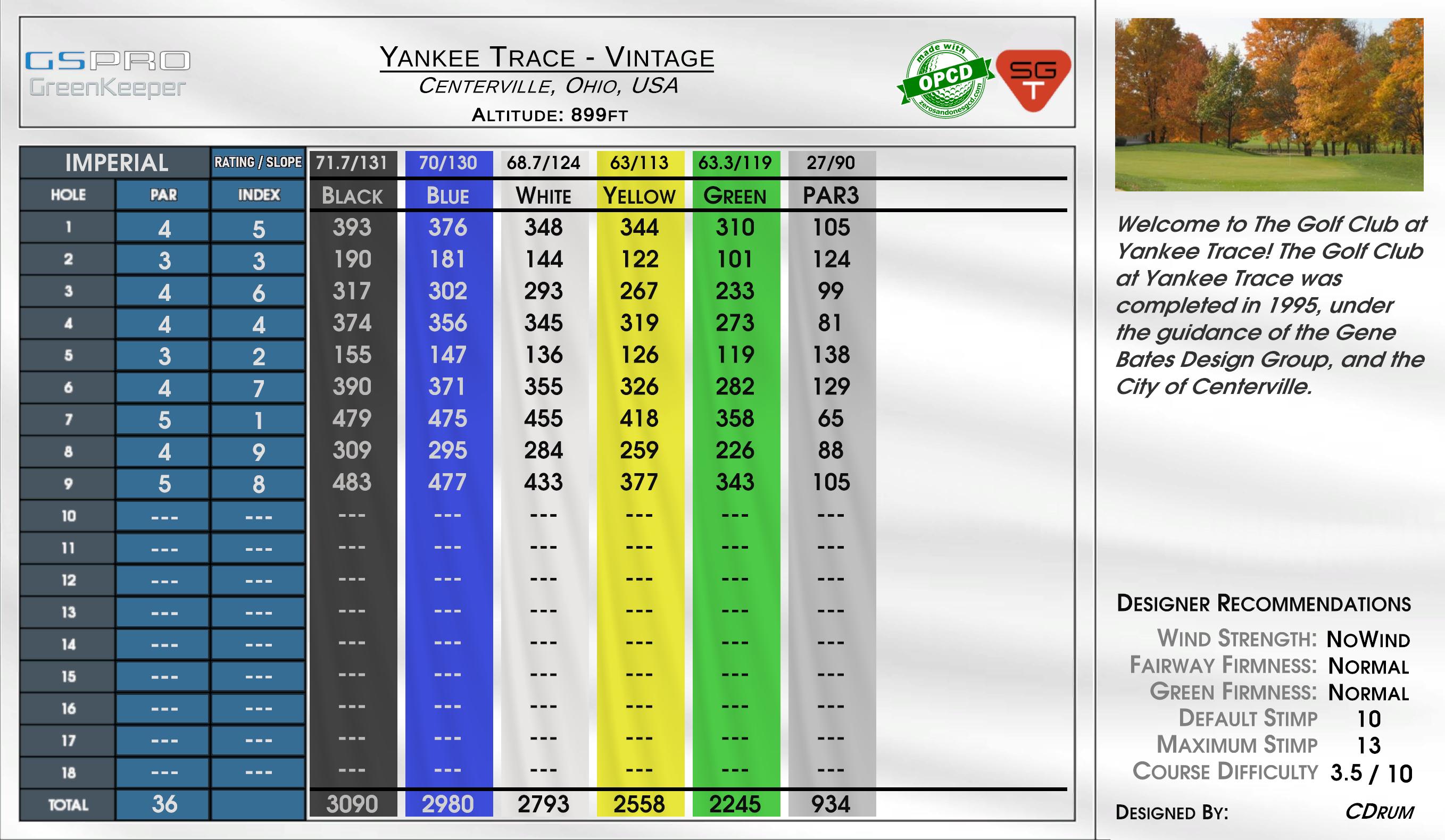 Yankee Trace – Vintage scorecard
