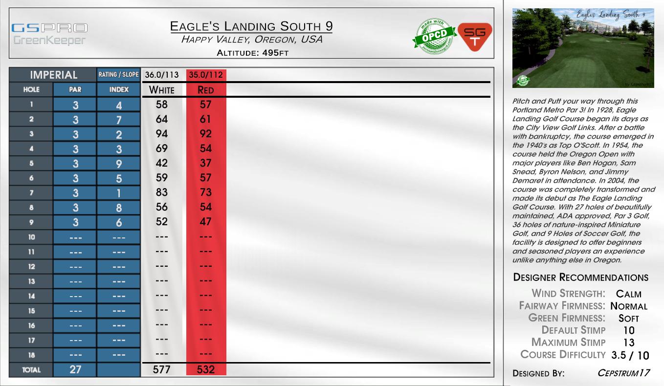 Eagle’s Landing South 9 scorecard