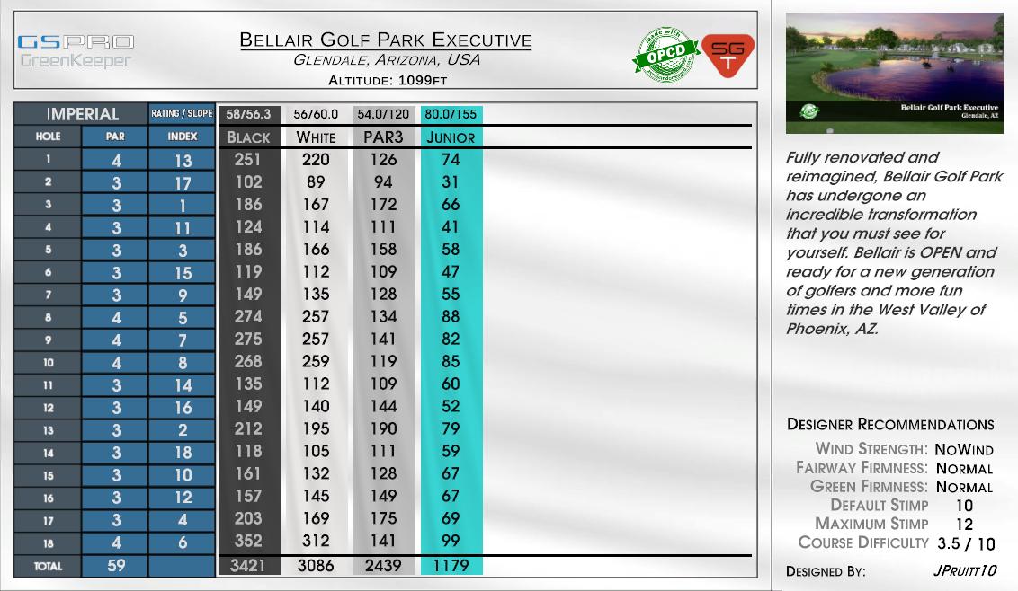 Bellair Golf Park Executive scorecard