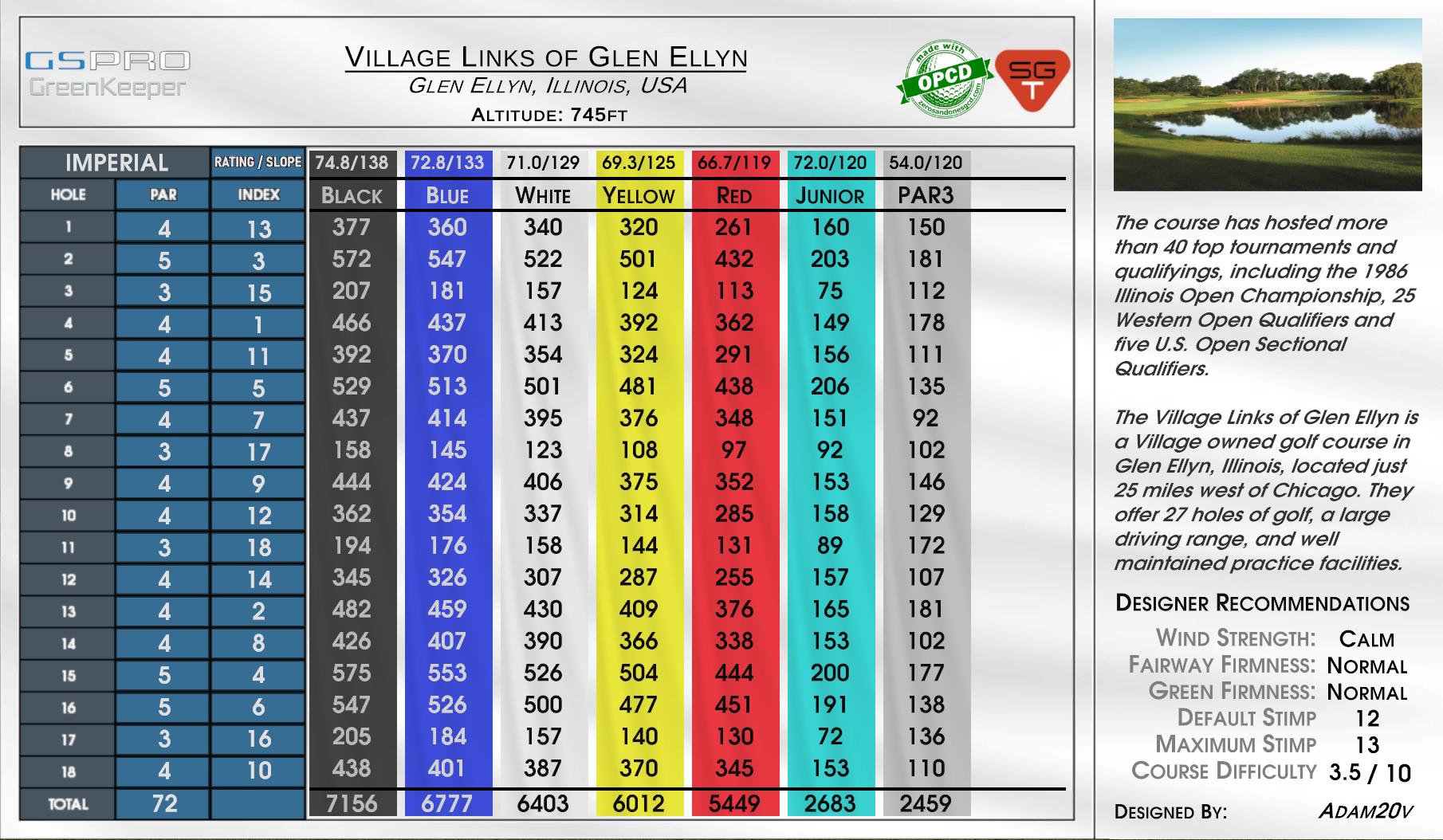 Village Links of Glen Ellyn scorecard