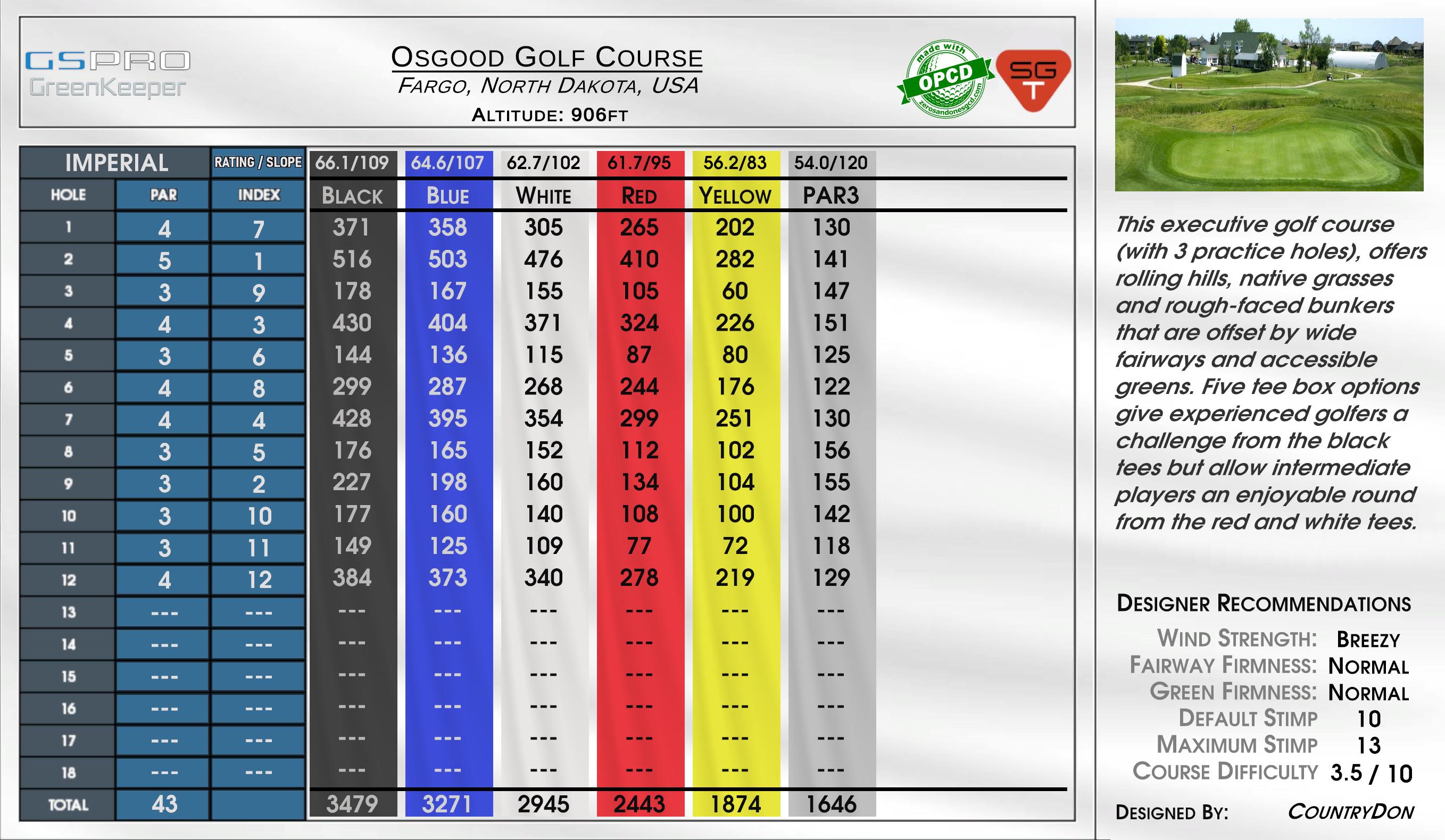 Osgood Golf Course scorecard