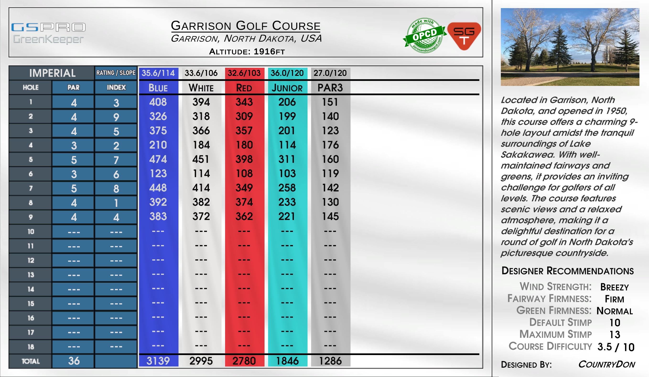 Garrison Golf Course scorecard
