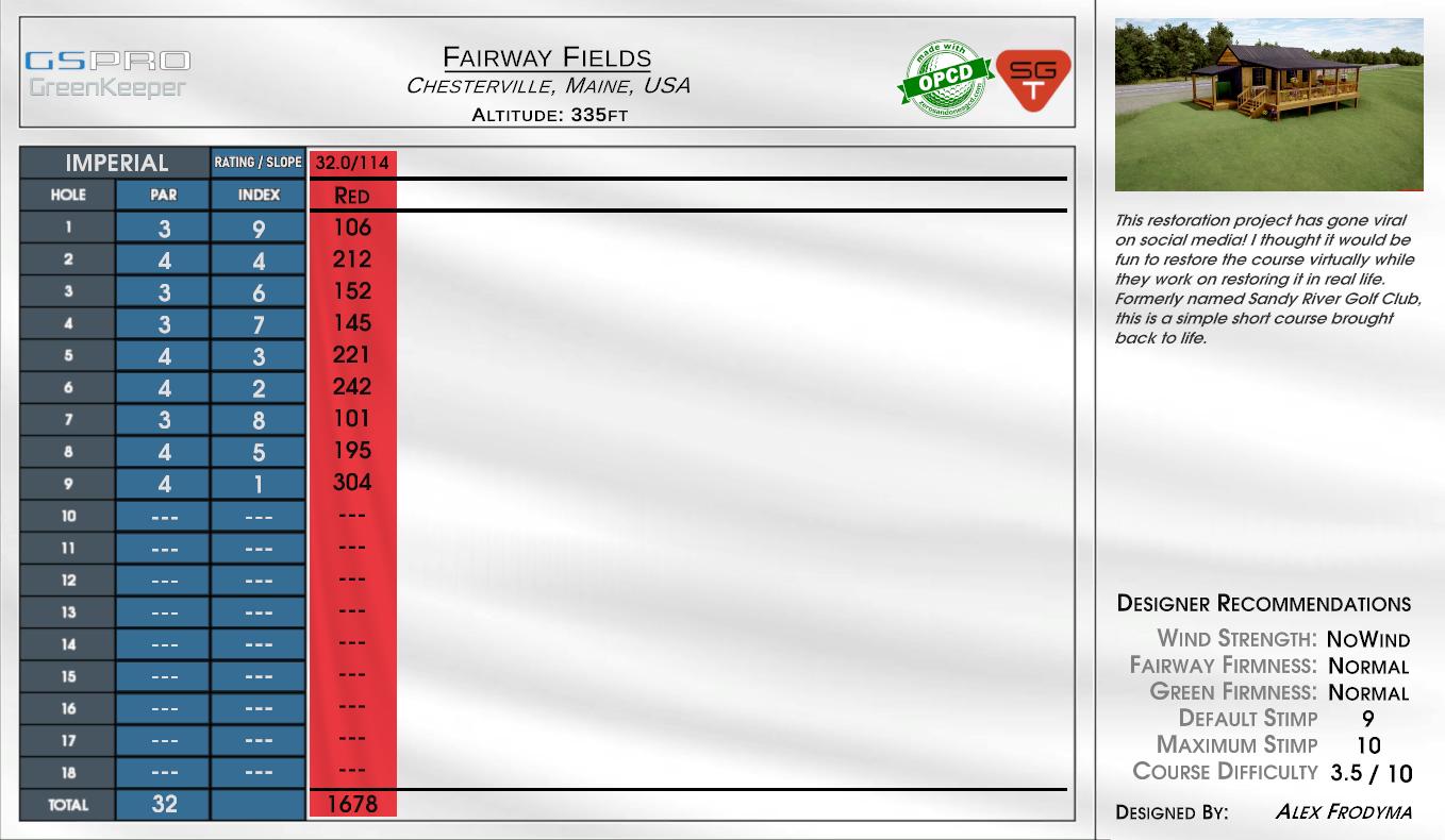 Fairway Fields scorecard