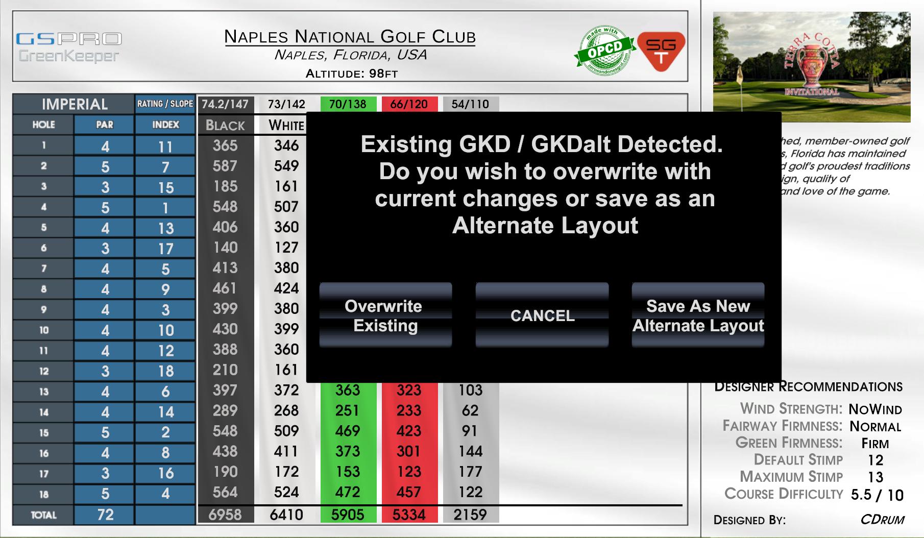 Naples National Golf Club scorecard