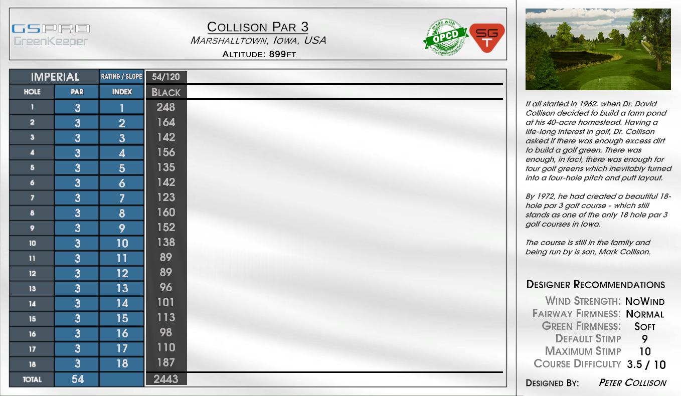Collison Par 3 scorecard