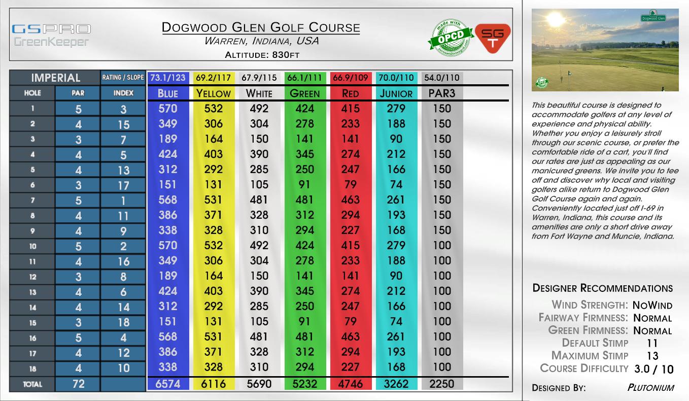 Dogwood Glen Golf Course scorecard