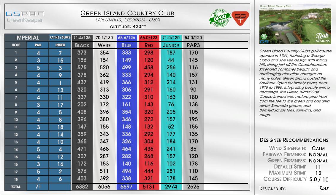 Green Island Country Club scorecard