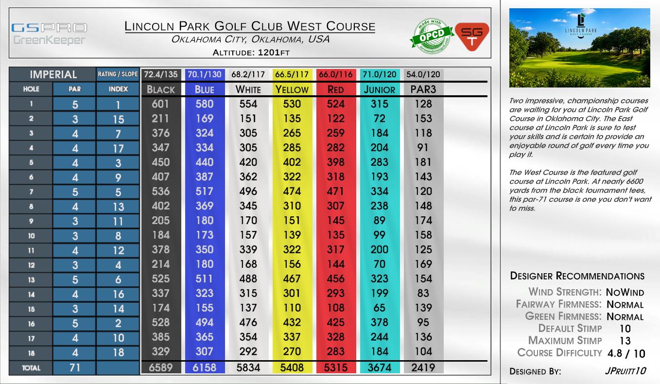 Lincoln Park Golf Club West Course scorecard