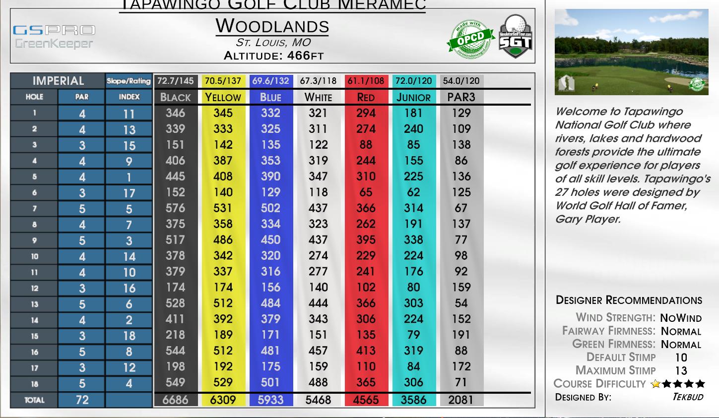 Tapawingo Golf Club Meramec Woodlands scorecard