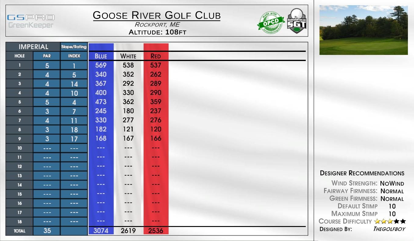 Goose River Golf Club scorecard