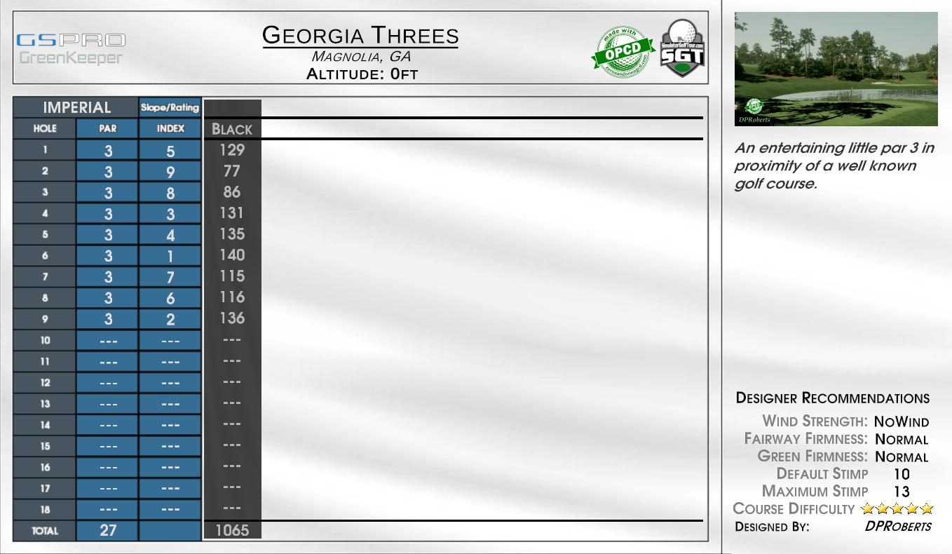 Georgia Threes scorecard