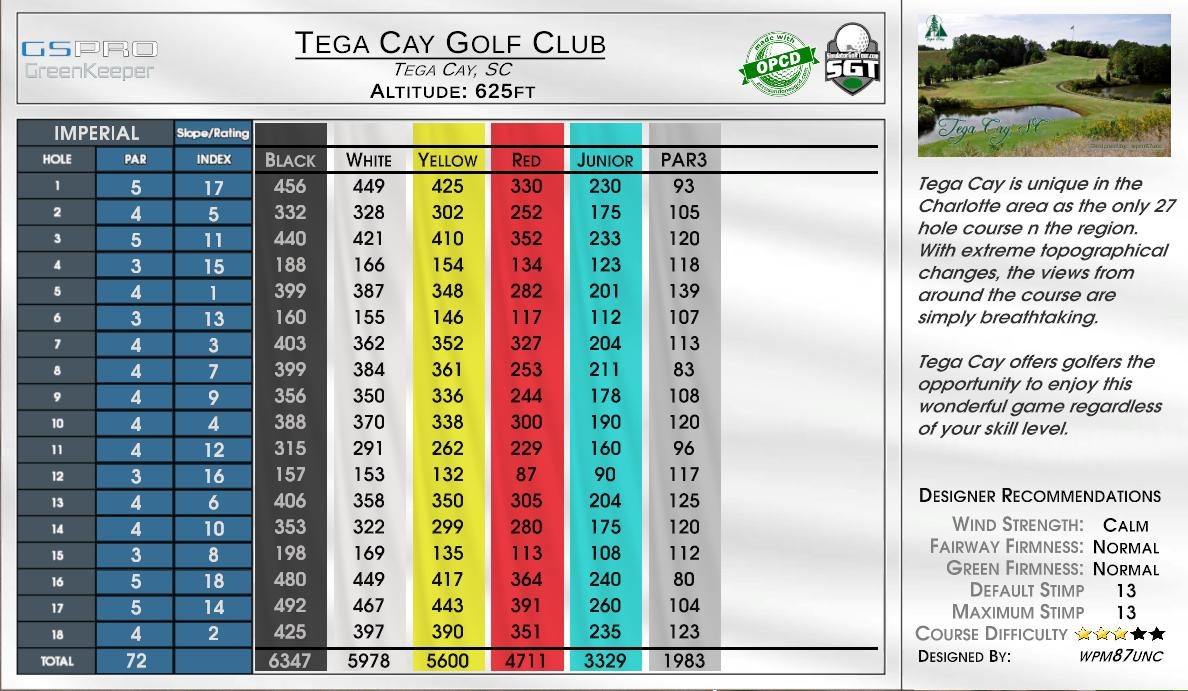 Tega Cay Golf Club scorecard