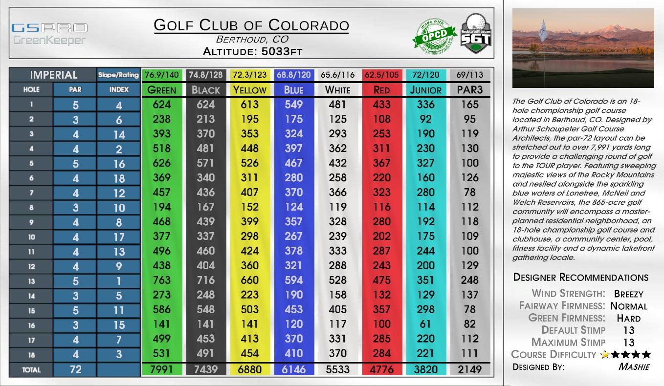 Golf Club of Colorado scorecard
