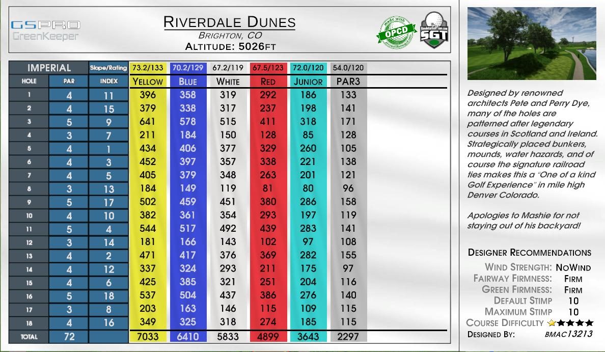 Riverdale Dunes scorecard